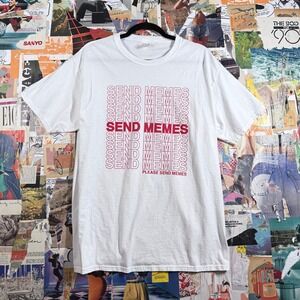 Fruit Of The Loom Send Memes White Graphic Print T Shirt‎ Large L